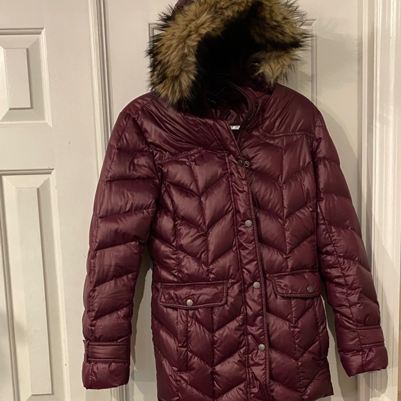 Lands' End Jackets & Coats Lands End Down Puffer Wine Hooded Parka